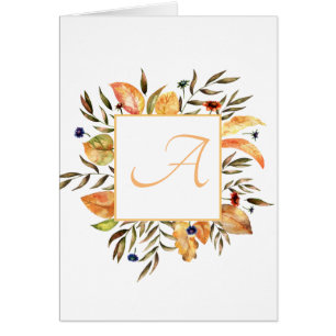 Feestelijke herfst bladeren krans script monogram