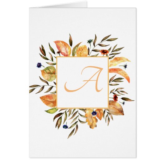 Feestelijke herfst bladeren krans script monogram (Voorkant)