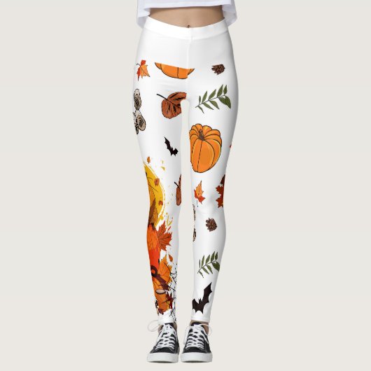 Feestelijke Herfst capybar met pompoenen, spinnen Leggings (Voorkant)