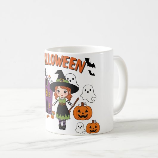 Feestelijke Herfst Decoraties: Pompoenen & Heksen Koffiemok (Voorkant rechts)