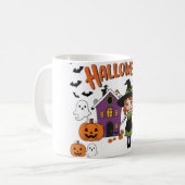 Feestelijke Herfst Decoraties: Pompoenen & Heksen Koffiemok (Voorkant links)