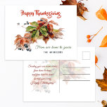 Feestelijke Herfst Foliage Thanksgiving Briefkaart<br><div class="desc">Kleurrijke en feestelijke nevel van -geïnspireerde oranje,  rode,  gouden en groene Herfst met drie regels bewerkbare tekst vooraan en complementaire afbeeldingen en voorgestelde groet achteraan.</div>