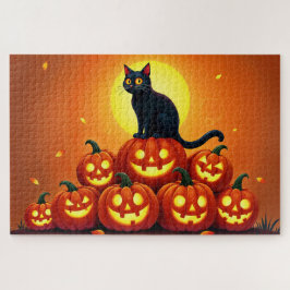 Feestelijke herfst Halloween kunst zwarte katachti Legpuzzel