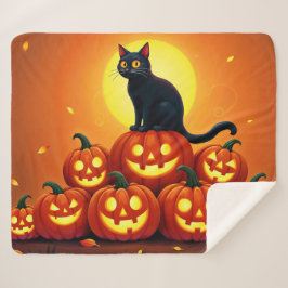 Feestelijke herfst Halloween kunst zwarte katachti Sherpa Deken