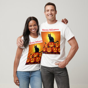 Feestelijke herfst Halloween kunst zwarte katachti T-shirt