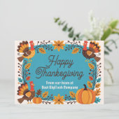 Feestelijke Herfst kalkoenen en pompoenen Thanksgi Kaart (Staand voorkant)