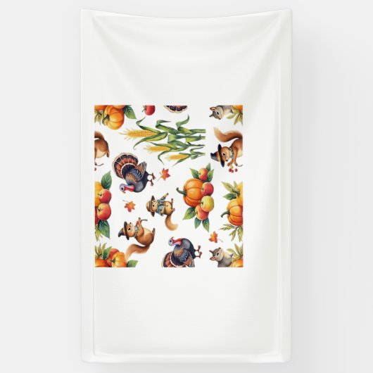 Feestelijke Herfst Oogst Waterverf Patroon Classic Spandoek (Verticaal)