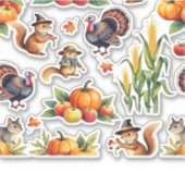 Feestelijke Herfst Oogst Waterverf Patroon Classic Sticker (Voorkant)