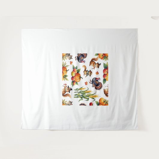 Feestelijke Herfst Oogst Waterverf Patroon Classic Wandkleed (Voorkant (horizontaal))