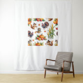 Feestelijke Herfst Oogst Waterverf Patroon Classic Wandkleed (In situ)