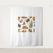 Feestelijke Herfst Oogst Waterverf Patroon Classic Wandkleed (Voorkant)