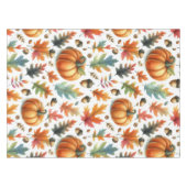 Feestelijke Herfst pompoenen en bladeren op wit Tafelkleed (Voorkant (Horizontaal))