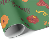 Feestelijke Herfst Pompoenen Thanksgiving Groen Na Cadeaupapier (Rol Hoek)