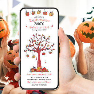 Feestelijke Herfst Tree Halloween Party Kaart
