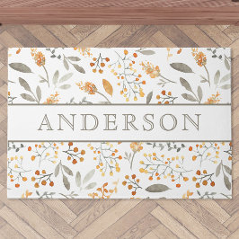 Feestelijke Herfst Waterverf Foliage Familienaam Deurmat