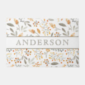 Feestelijke Herfst Waterverf Foliage Familienaam Deurmat (Voorkant)