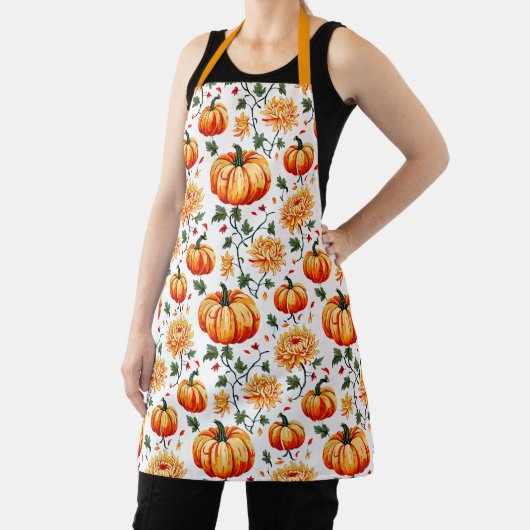 Feestelijke herfstpompoenen en chrysanten schort (Insitu)