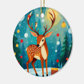 Feestelijke herten in een besneeuwd bos keramisch ornament (Links)