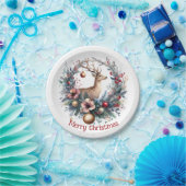 Feestelijke Herten in een Vakantiekrans 1 - Papieren Bordje (Feest)