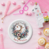 Feestelijke Herten in een Vakantiekrans 1 - Papieren Bordje (Feest)