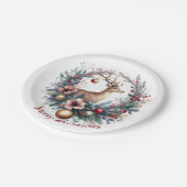 Feestelijke Herten in een Vakantiekrans 1 - Papieren Bordje (Gekanteld)