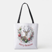 Feestelijke Herten in een Vakantiekrans 4 - Tote Bag (Achterkant)