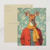 Feestelijke herten in winterstijl feestdagenkaart (Voorkant / Achterkant)