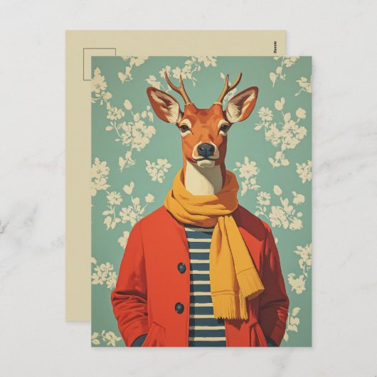 Feestelijke herten in winterstijl feestdagenkaart (Voorkant / Achterkant)