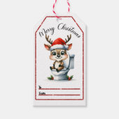 Feestelijke herten label in een wc-scene cadeaulabel (Voorkant)