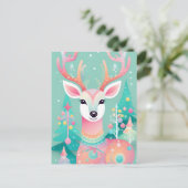 Feestelijke hertenkerst feestdagenkaart (Staand voorkant)