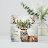 Feestelijke hertenkerst feestdagenkaart (Staand voorkant)