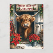 Feestelijke Highland koe bericht toevoegen Briefkaart (Voorkant)