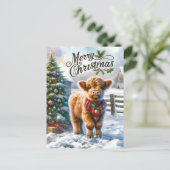 Feestelijke Highland koe bericht toevoegen Briefkaart (Staand voorkant)