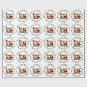 Feestelijke Highland Koe Boerderijdieren Vrolijk K Cadeaupapier (Vlak)