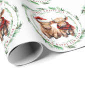 Feestelijke Highland Koe Boerderijdieren Vrolijk K Cadeaupapier (Rol Hoek)