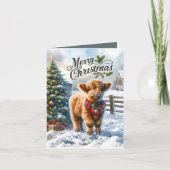 Feestelijke Highland koe Country Christmas Feestdagen Kaart (Voorkant)