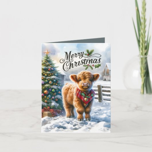 Feestelijke Highland koe Country Christmas Feestdagen Kaart (Voorkant)