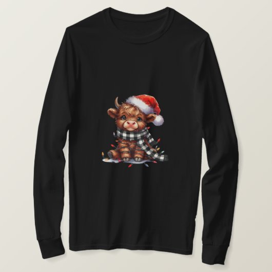 Feestelijke Highland Koe illustratie T-shirt (Design voorkant)