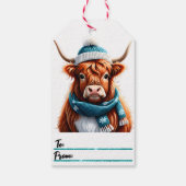 Feestelijke Highland koe Kerst labels Cadeaulabel (Achterkant)