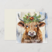 Feestelijke Highland Koe Kerstmis Feestdagenkaart (Voorkant / Achterkant)
