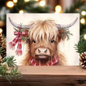 Feestelijke Highland Koe met Plaid Sjaal Feestdagen Kaart