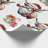 Feestelijke Highland Koe Santa Christmas Cadeaupapier (Hoek)