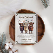 Feestelijke Highland Koeien Rustieke Westerne Kers Feestdagenkaart