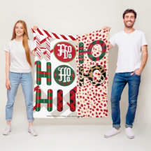 Feestelijke "HO HO" Christmas Fleece & Sherpa Blan