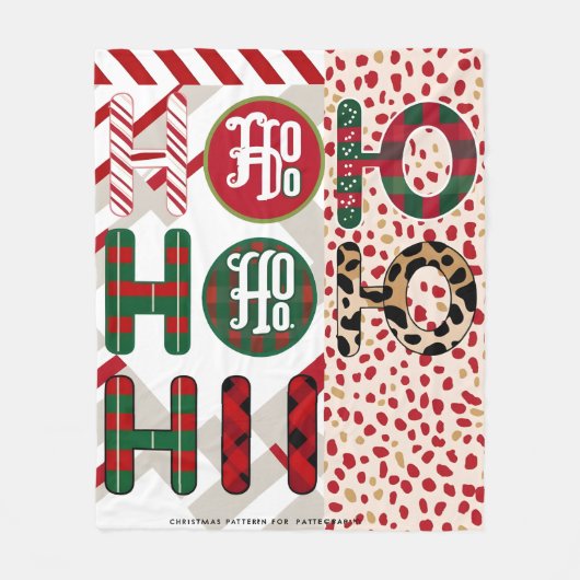 Feestelijke "HO HO" Christmas Fleece & Sherpa Blan (Voorkant)