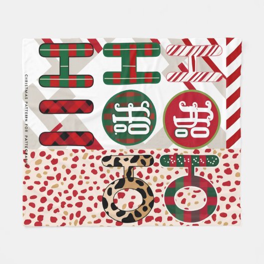 Feestelijke "HO HO" Christmas Fleece & Sherpa Blan (Voorkant (Horizontaal))