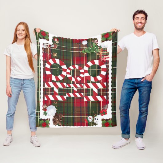 Feestelijke "HO HO" Christmas Fleece & Sherpa Blan (In situ)