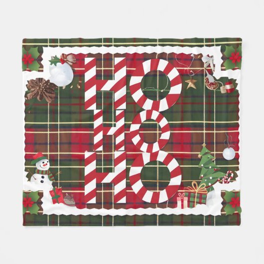 Feestelijke "HO HO" Christmas Fleece & Sherpa Blan (Voorkant (Horizontaal))