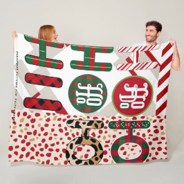 Feestelijke "HO HO" Christmas Fleece & Sherpa Blan