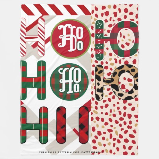 Feestelijke "HO HO" Christmas Fleece & Sherpa Blan (Voorkant)